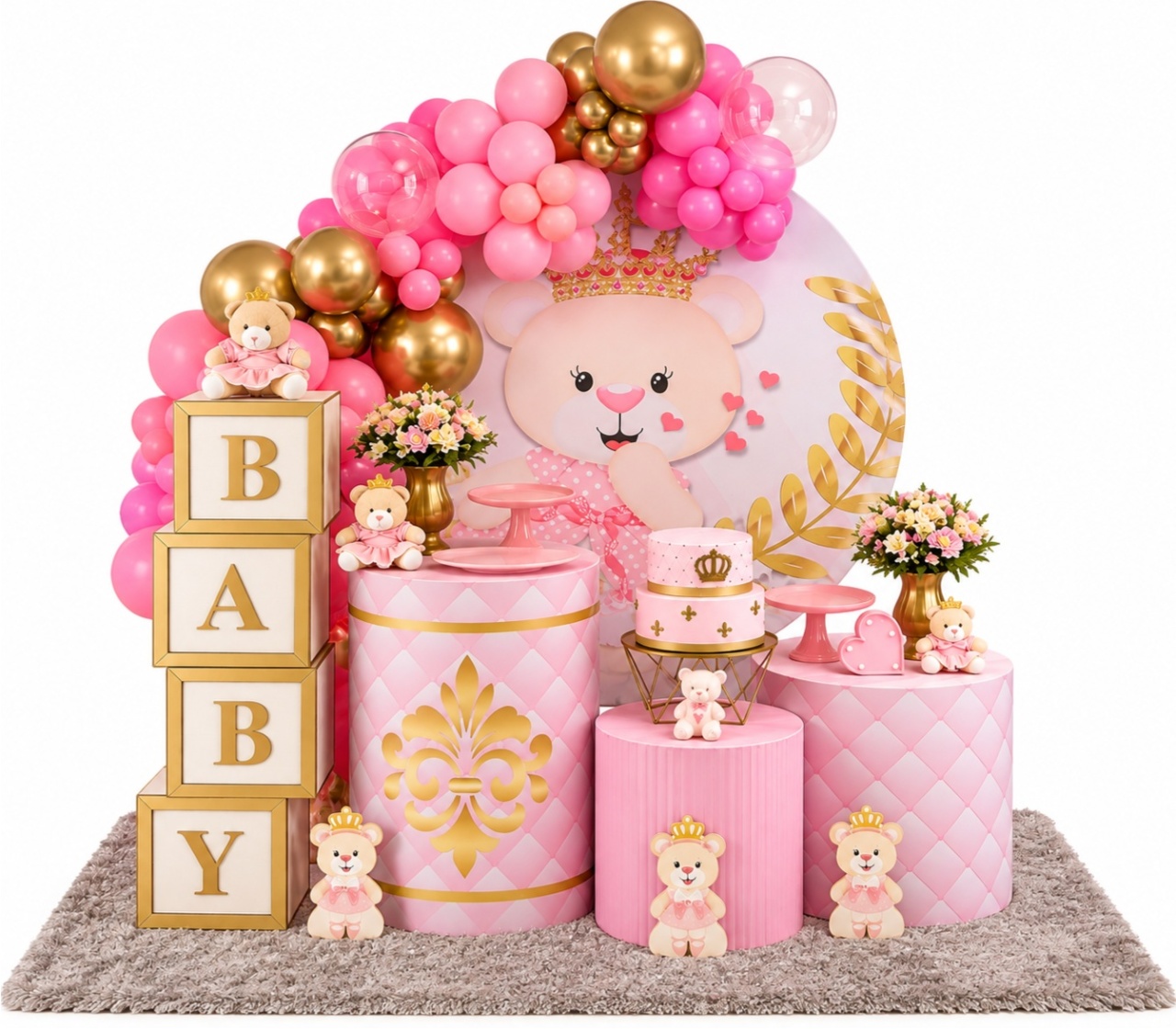 Kit Ursinha Rosa - dkdecoração