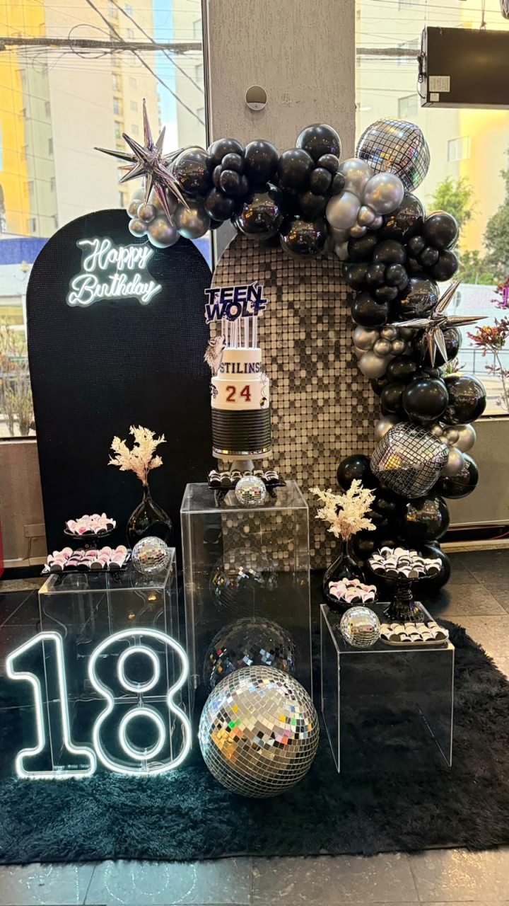 Kit Adulto Preto E Prata - dkdecoração