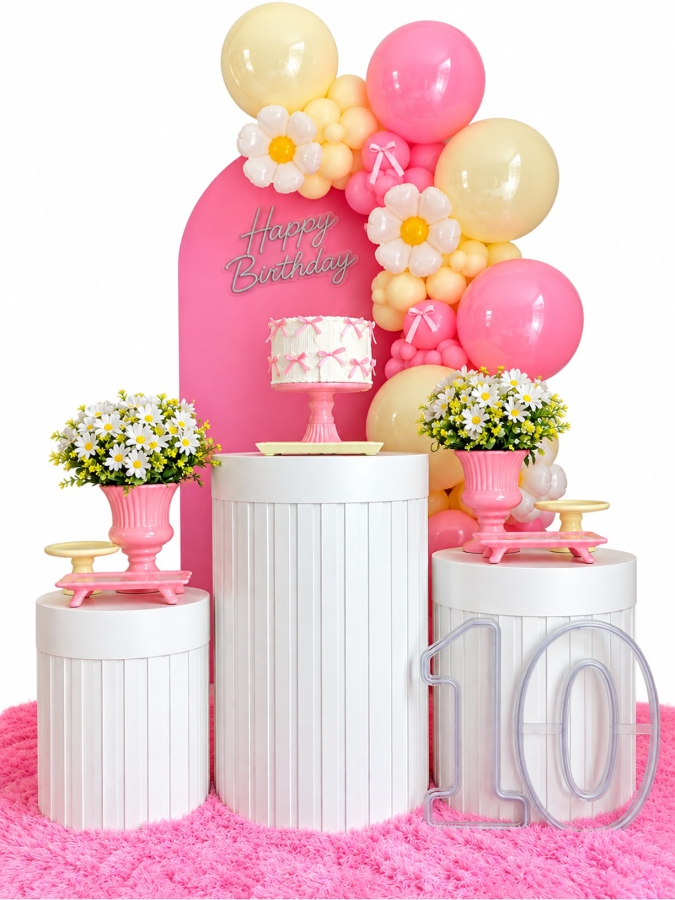 Kit Laço Amarelo Candy E Rosa Baby - dkdecoração