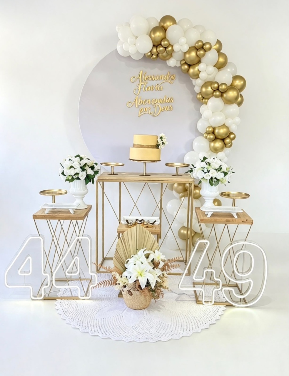 Kit Branco E Dourado - dkdecoração