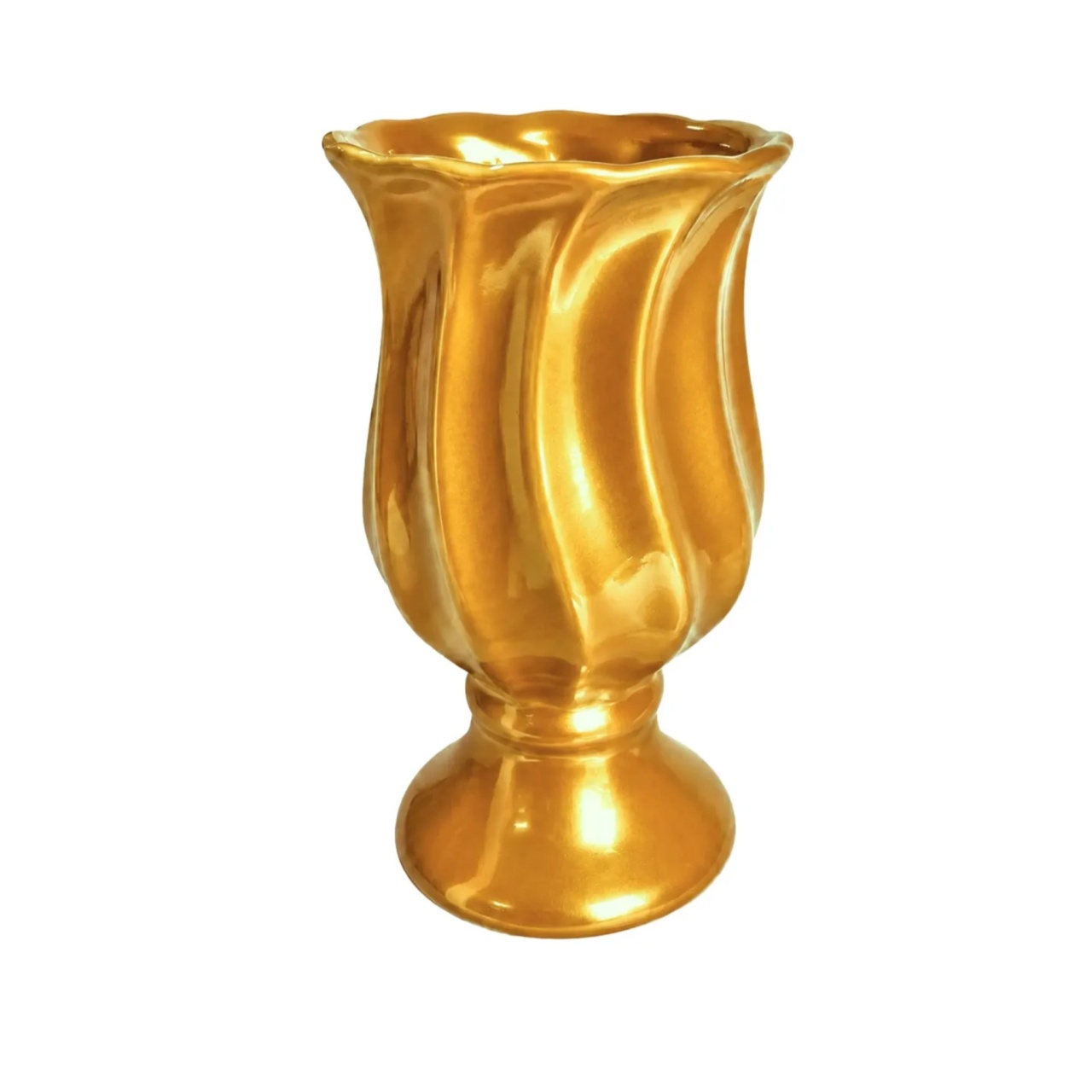 Vaso Cerâmica Dourado G - Fábrica de Emoções Locações