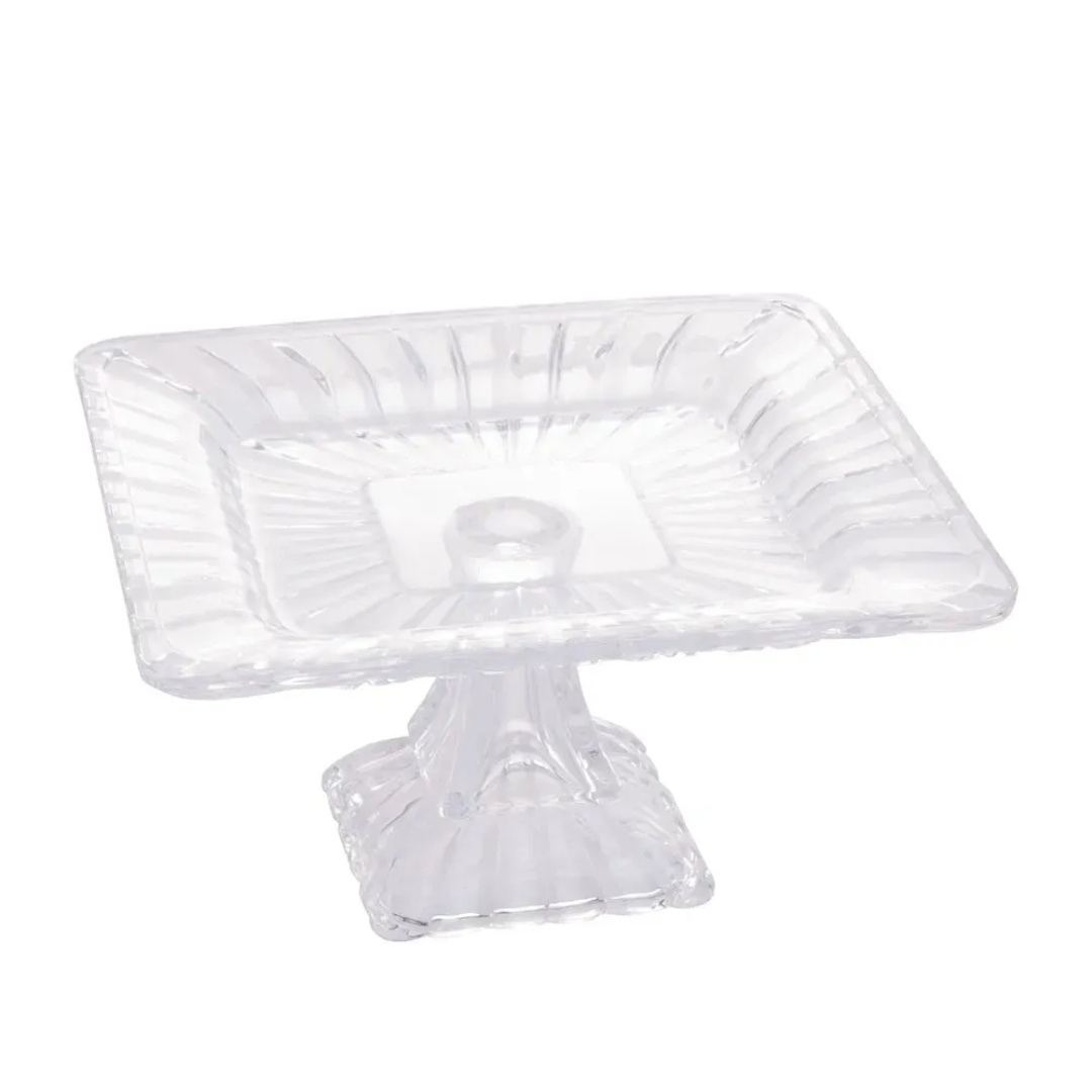 Bandeja Cristal Com Pé Quadrado Quadratta - Fábrica de Emoções Locações