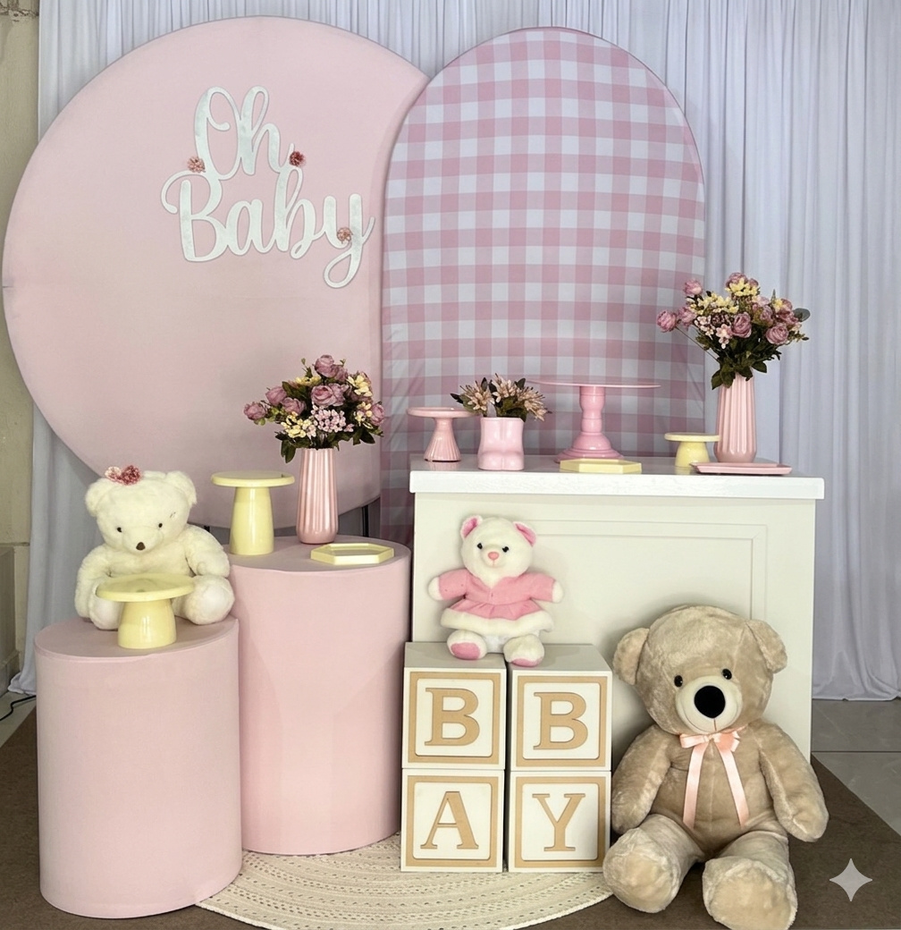 Chá de Bebê Rosa E Xadres - Sonhodefestas 