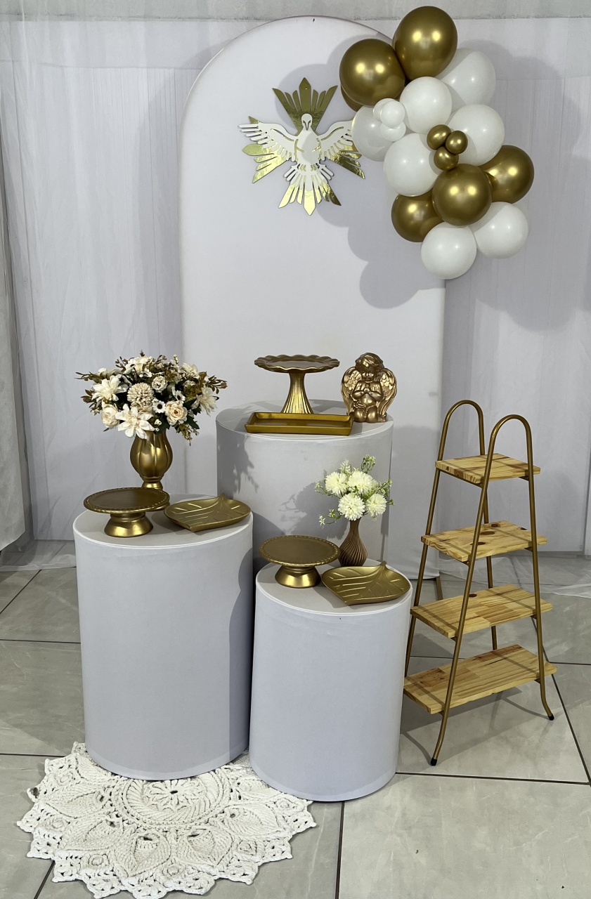 Batizado Branco E Dourado - Sonhodefestas 