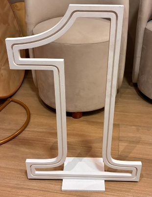 Número 1 de Chão - Mdf Branco - Bah! Festas