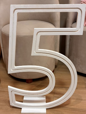 Número 5 de Chão - Mdf Branco - Bah! Festas