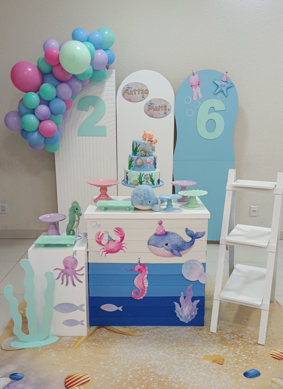 Fundo Do Mar Candy Color Pegue E Monte - Amiga Festeira Decorações 
