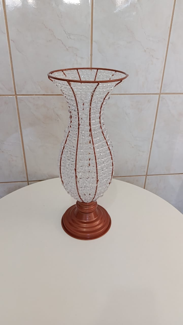 Vaso Bordado G Com Base Rosê - Amiga Festeira Decorações 