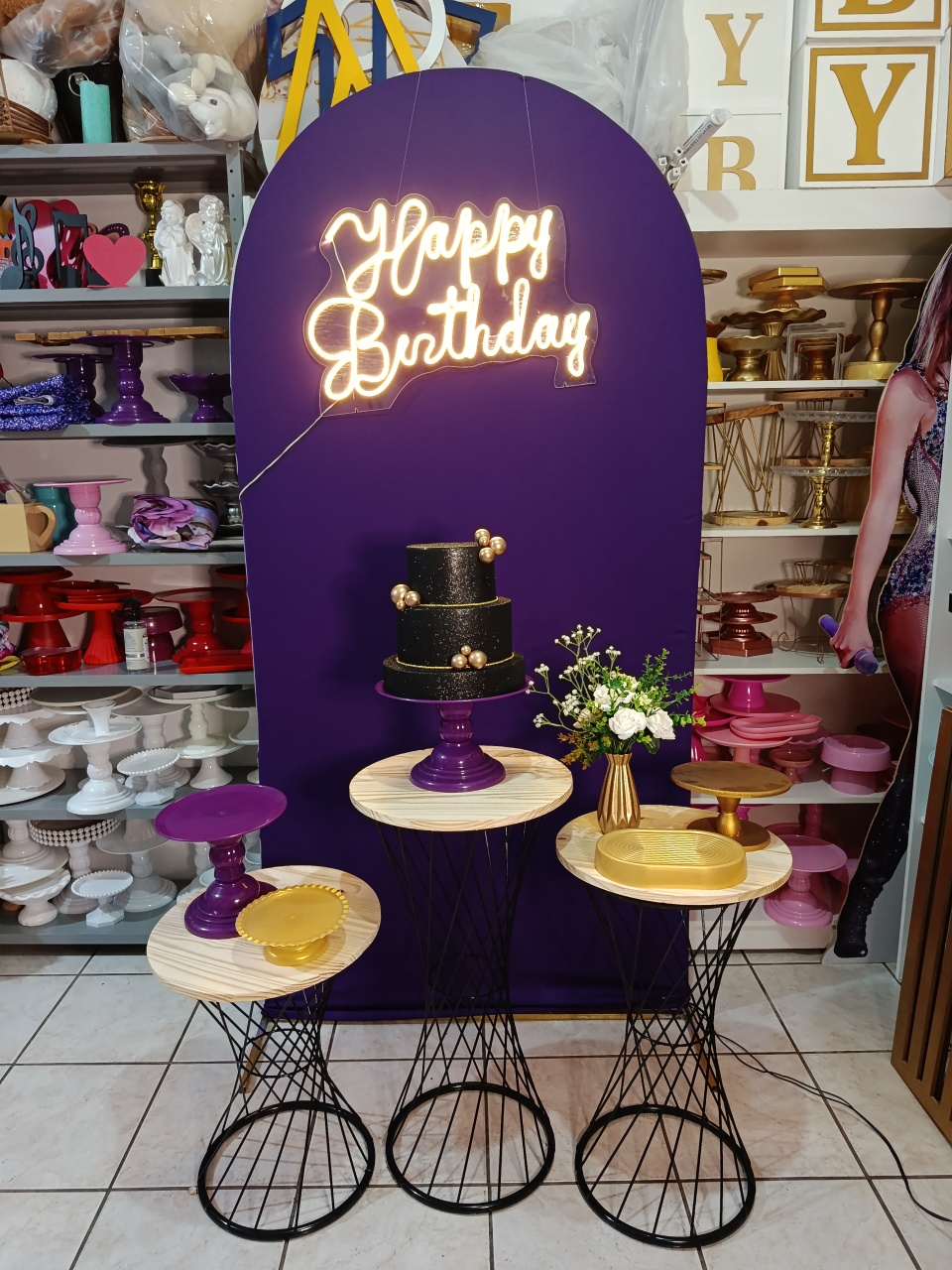 Roxo E Preto Pegue E Monte - Amiga Festeira Decorações 
