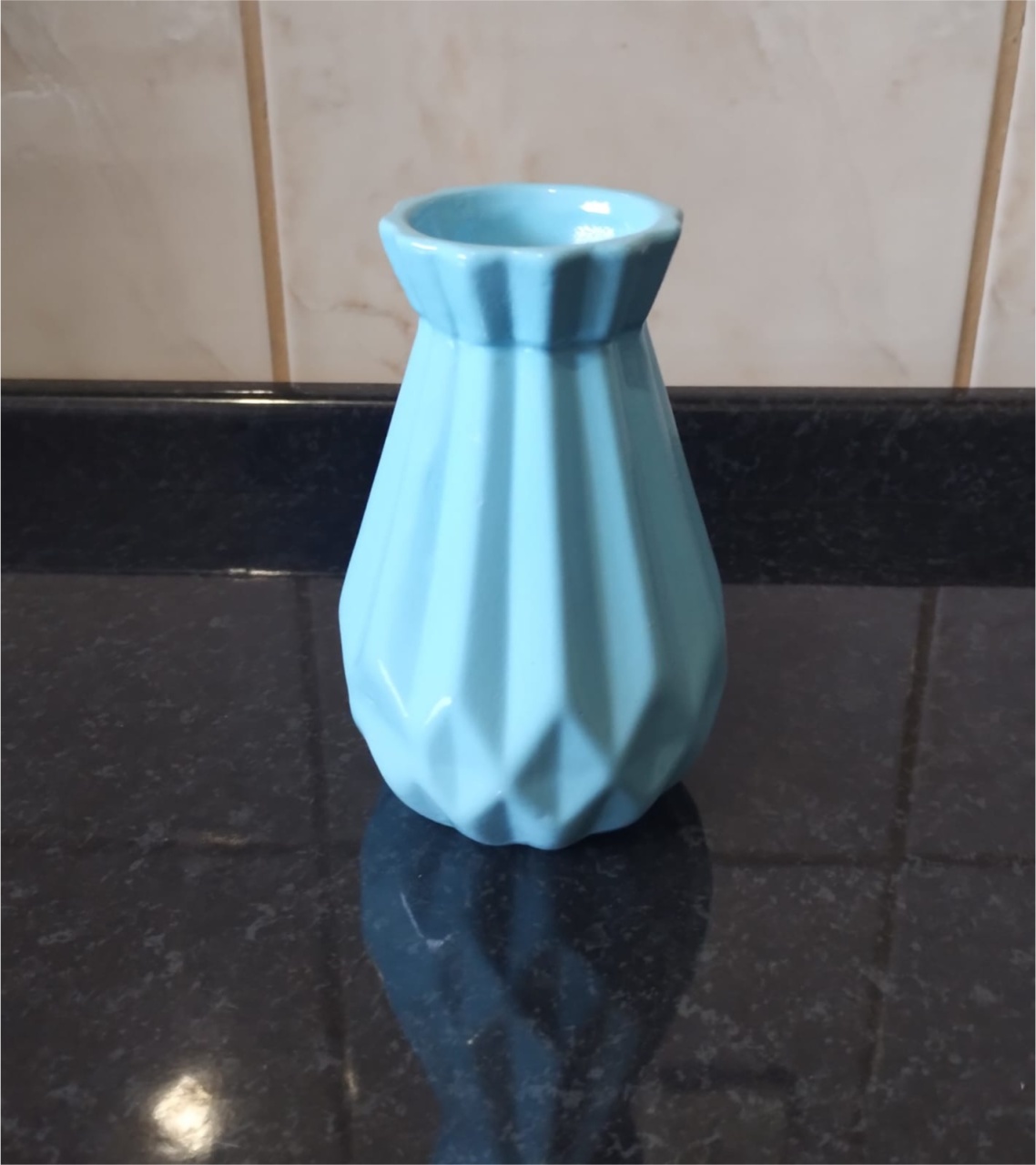 Vaso Azul de Cerâmica Médio Slim - Amiga Festeira Decorações 