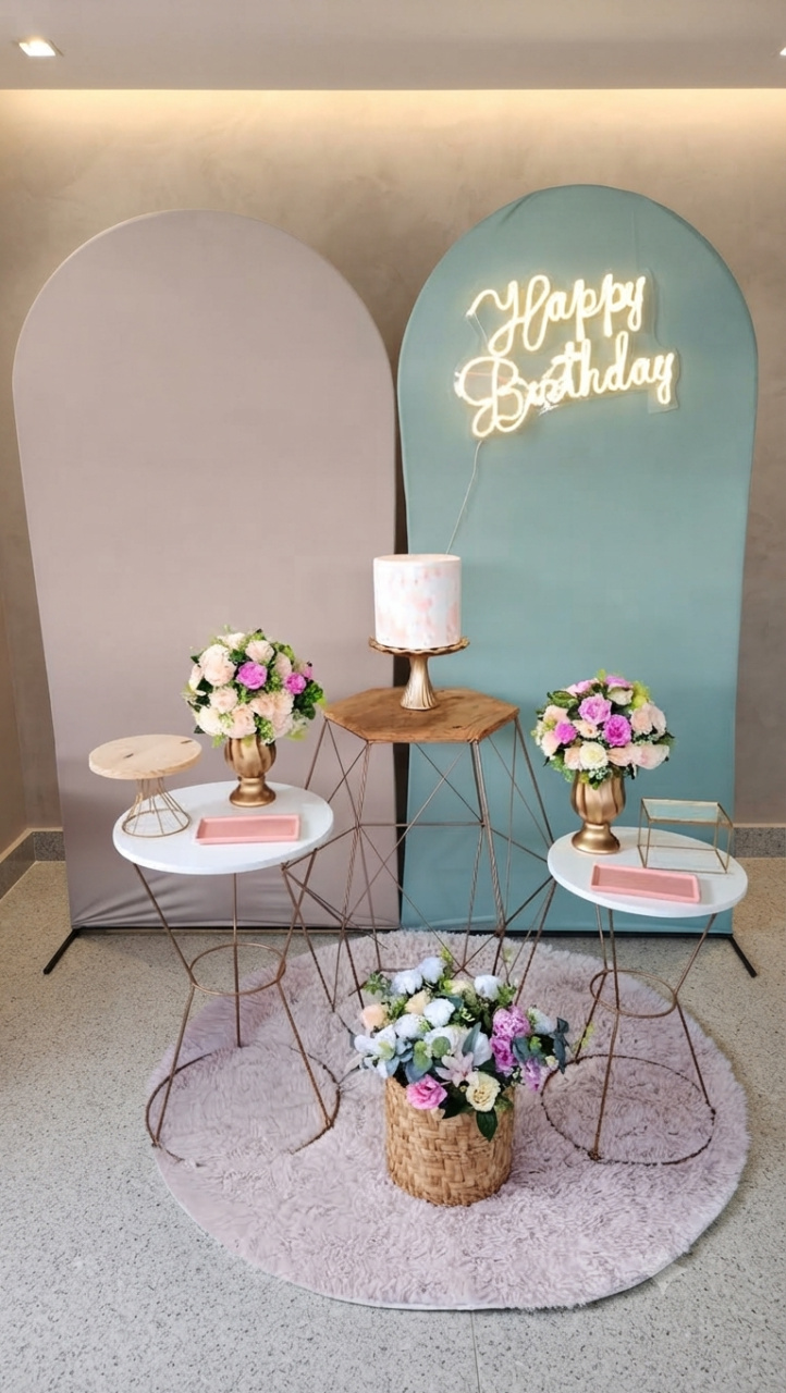 Verde Água E Bege Pegue E Monte - Amiga Festeira Decorações 