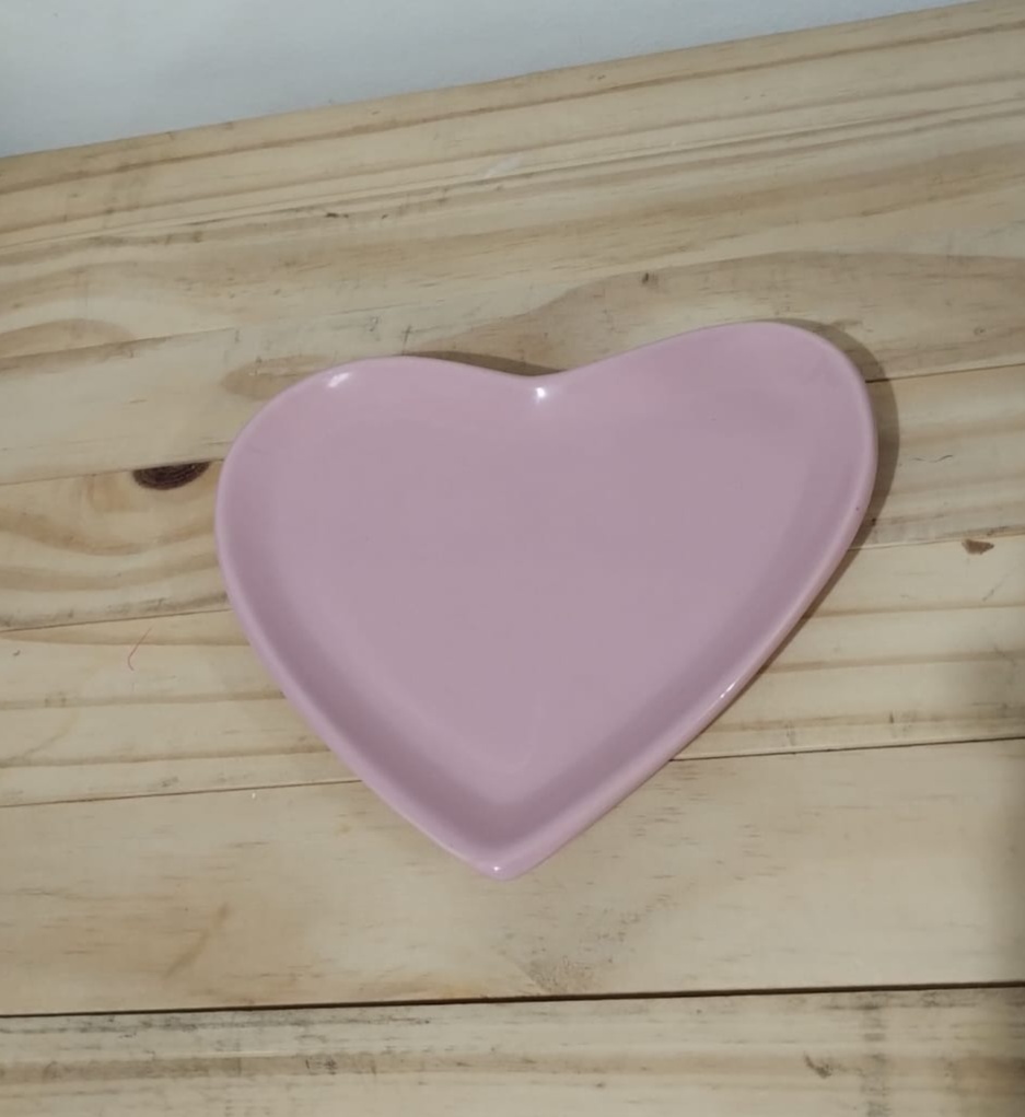 Bandeja de Doces de Cerâmica Coração Rosa - Amiga Festeira Decorações 