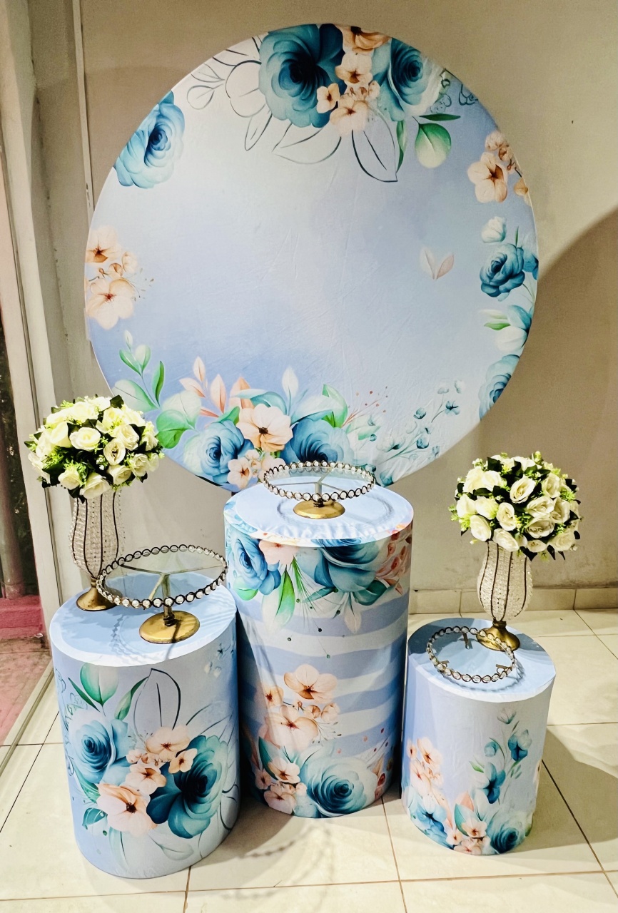 Kit Pegue E Monte Azul Claro Floral - Aline Maura Loc e Decor