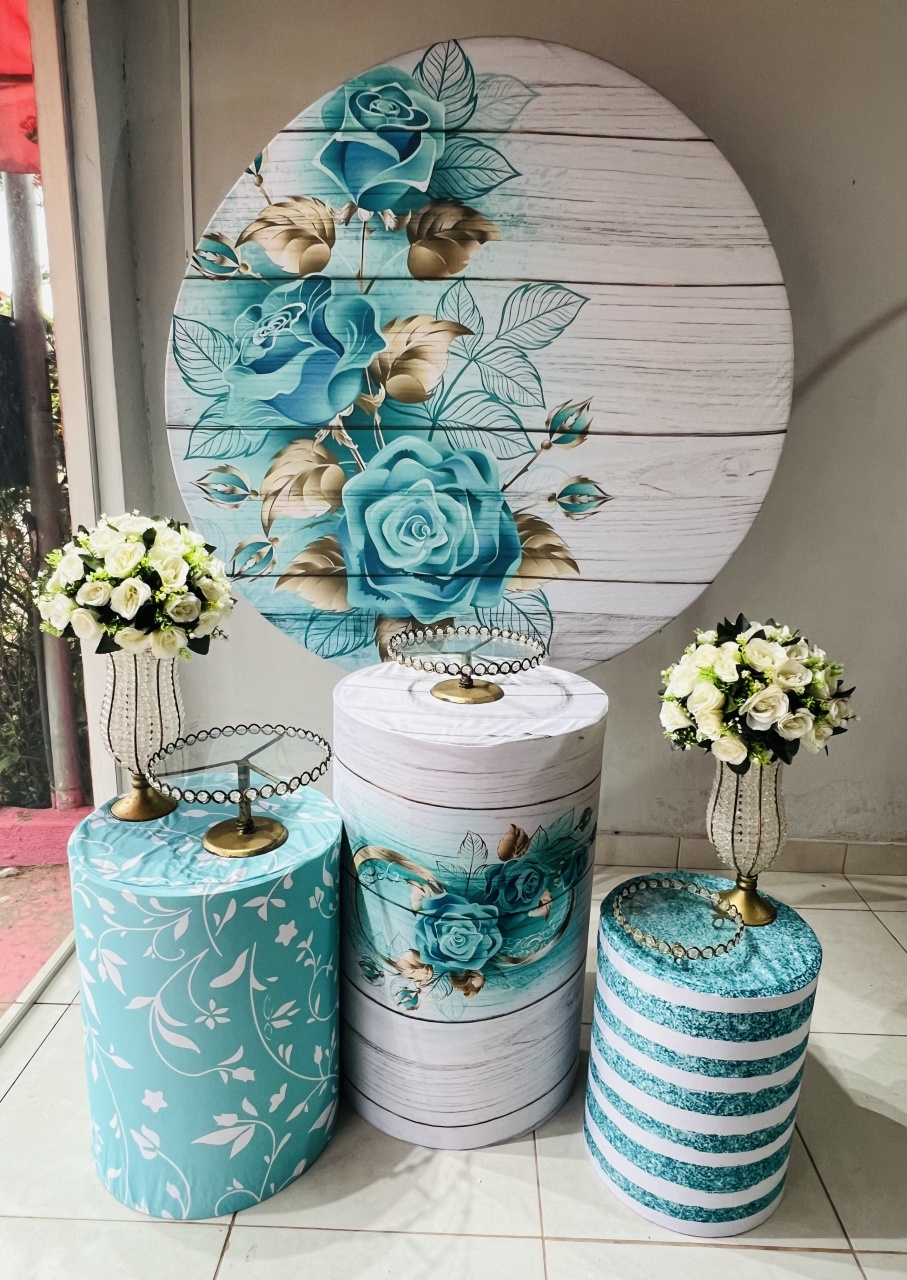 Kit Pegue E Monte Azul Celeste Floral - Aline Maura Loc e Decor