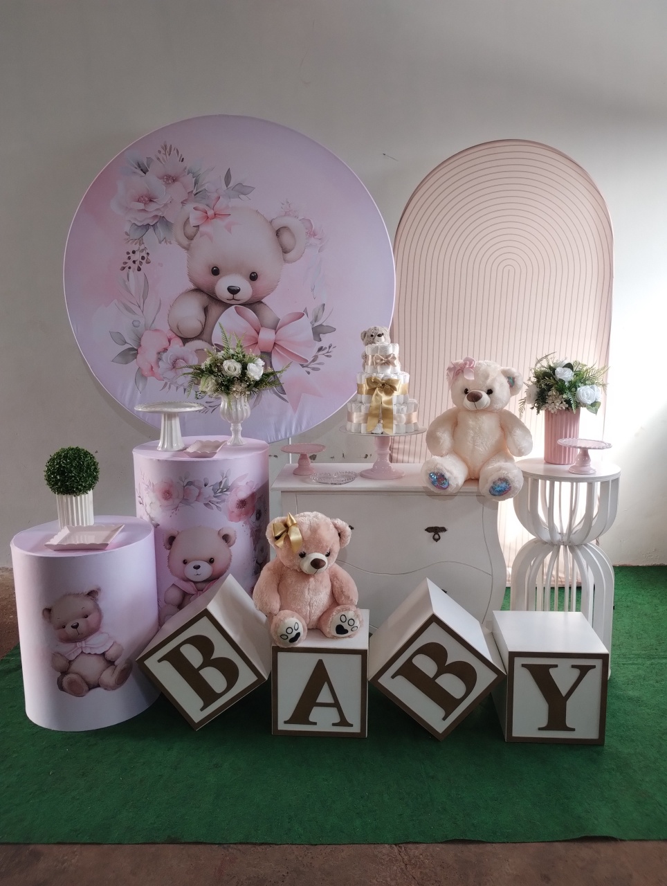 Chá Bebê Ursinha Rosa Premium C/Ampulheta - Ágata pegue monte e decore 