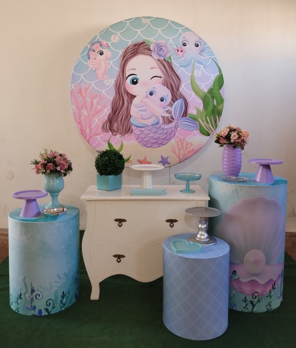 Sereia Cute Com Mesa/Cômoda - Ágata pegue monte e decore 