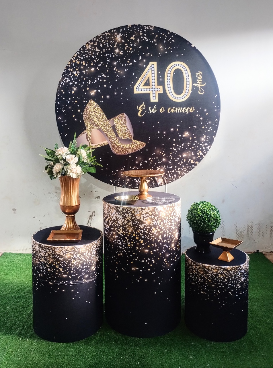 40 Anos Preto E Dourado - Ágata pegue monte e decore 