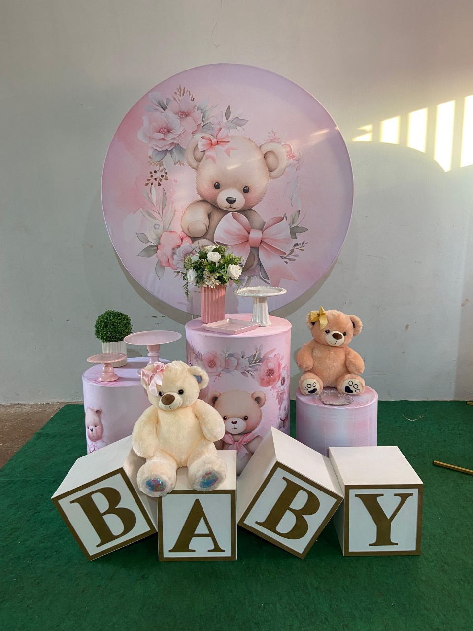 Chá Bebê Ursinha Rosa C/ Cubos - Ágata pegue monte e decore 