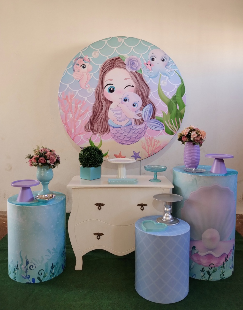 Sereia Cute Com Cômoda Branca - Ágata pegue monte e decore 
