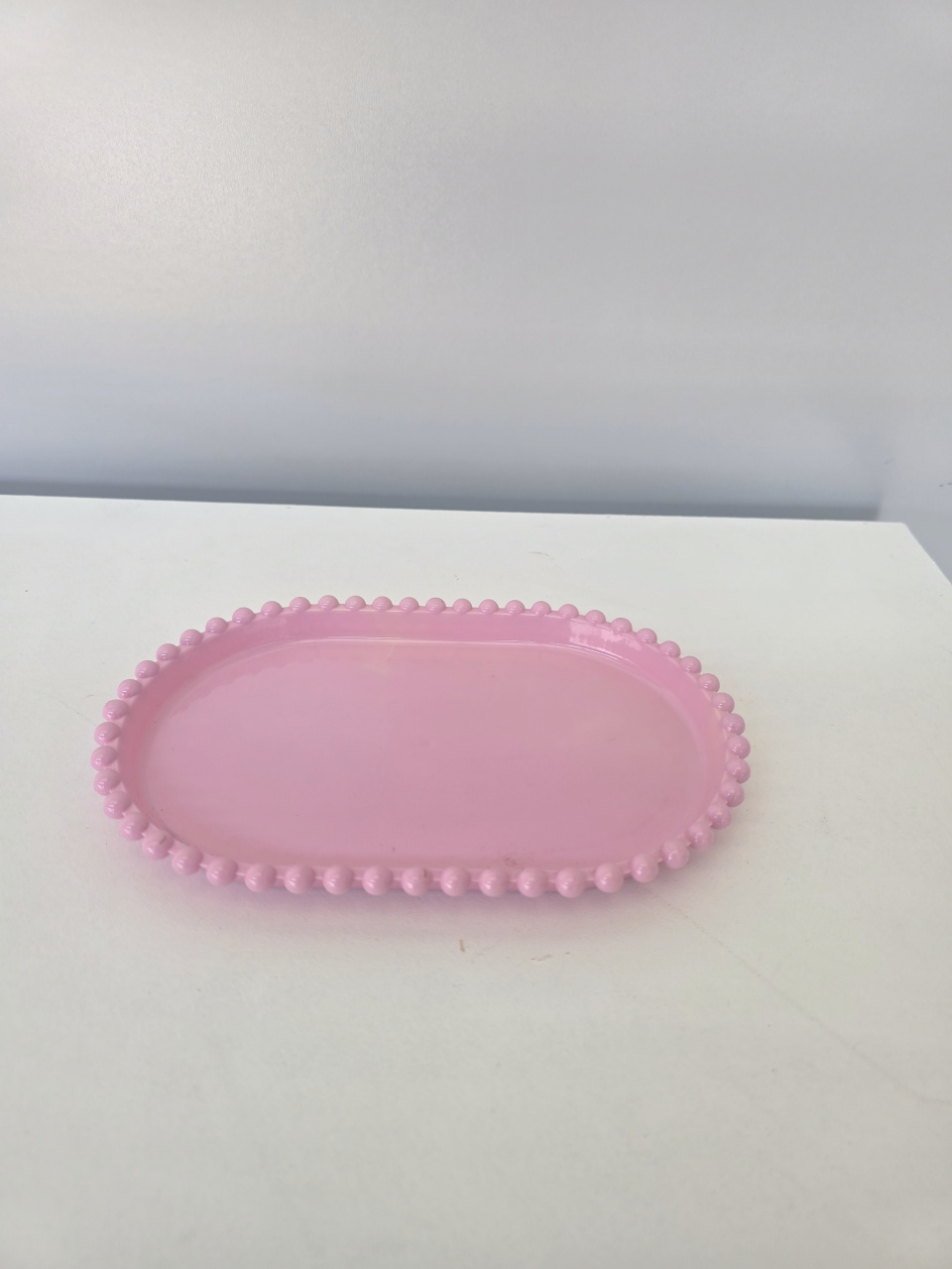 Doceira Oval Bolinhas 18X13 Cm Rosa Bebê - Flor de Minas Artes Artesanais ltda