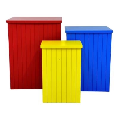 Trio Mesas Cubos - Azul, Vermelho E Amarelo - Festejar Bandeirantes 
