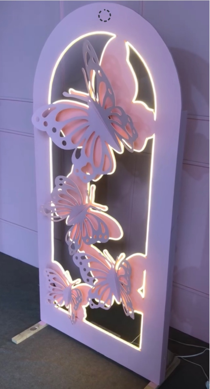 Painel Borboleta Led - Rosa - Festejar Bandeirantes 