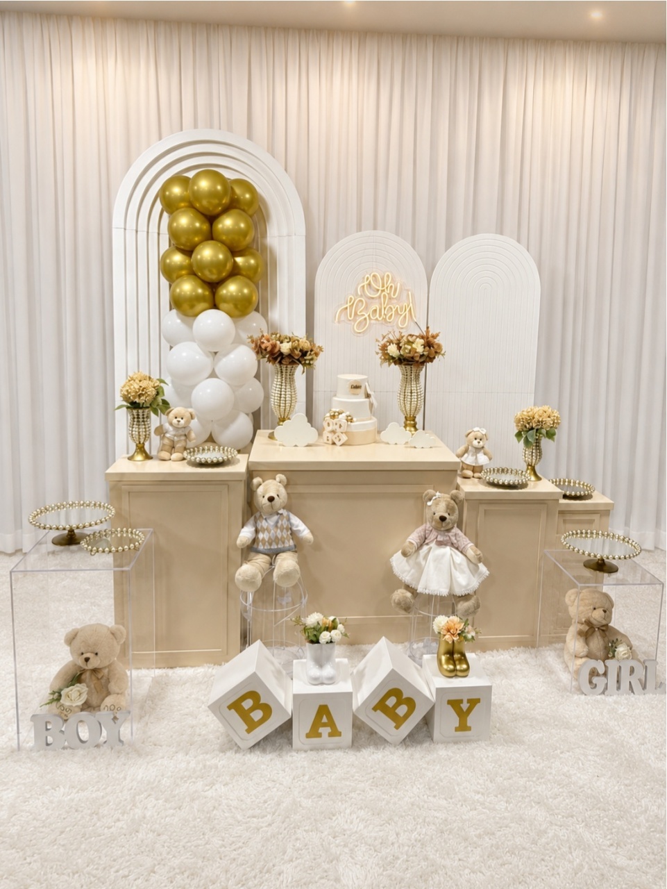 Chá Revelação Ursinhos Luxo ✨ - DecoraCare