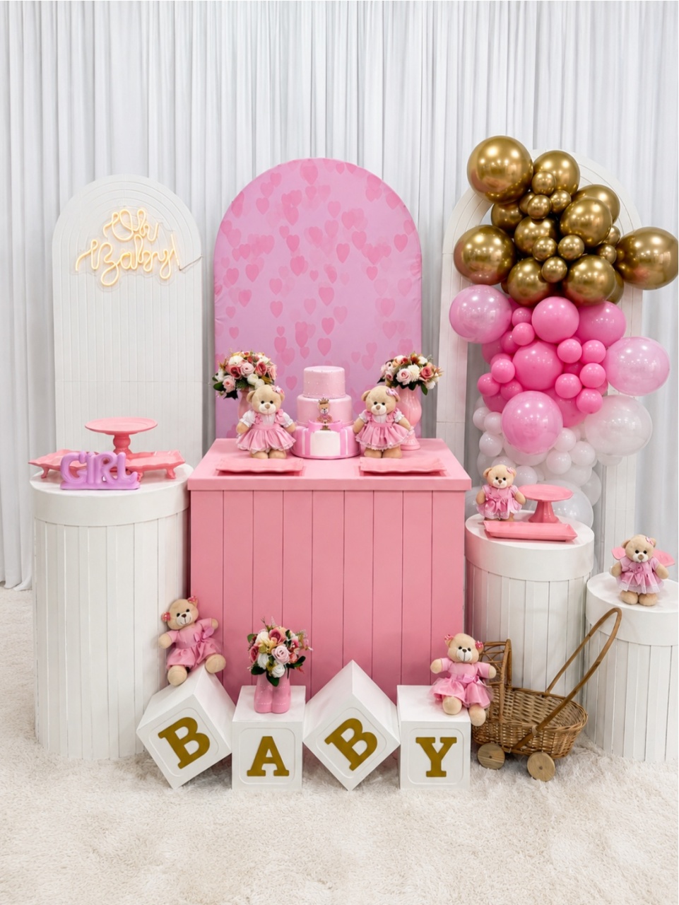 Ursinha Rosa Corações ✨ - DecoraCare