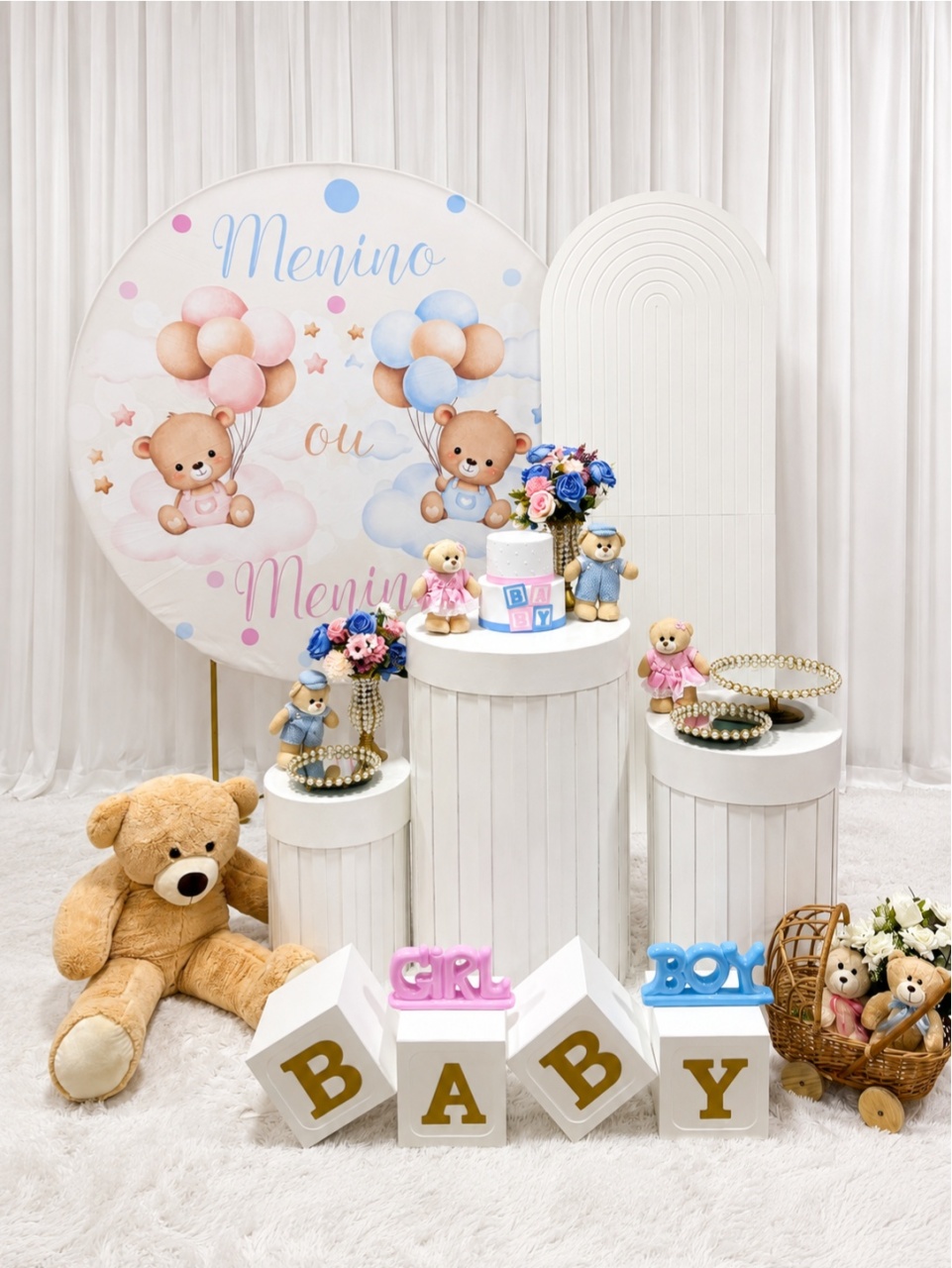 Chá Revelação Ursinhos Luxo 🧸 - DecoraCare