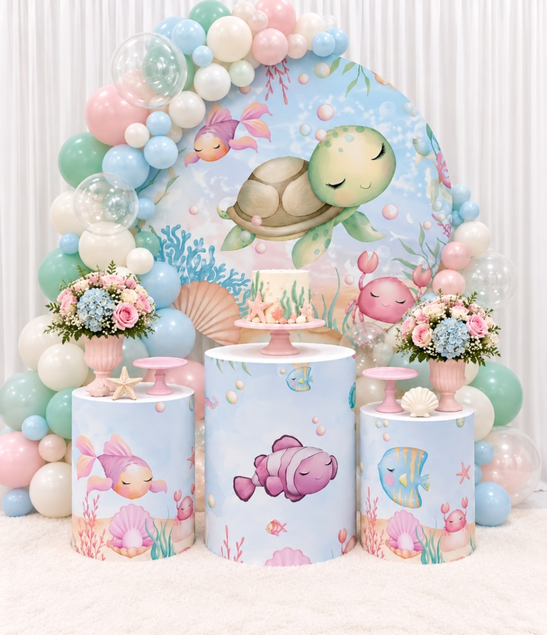 Fundo Do Mar Rosa 🐢🪸 - DecoraCare