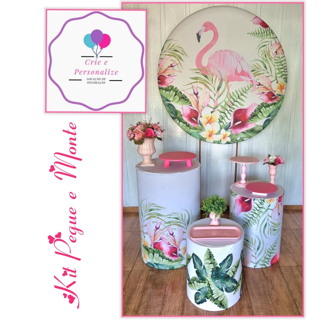 Flamingo Trio de Mesas Rosa - Crie e Personalize Pegue e Monte