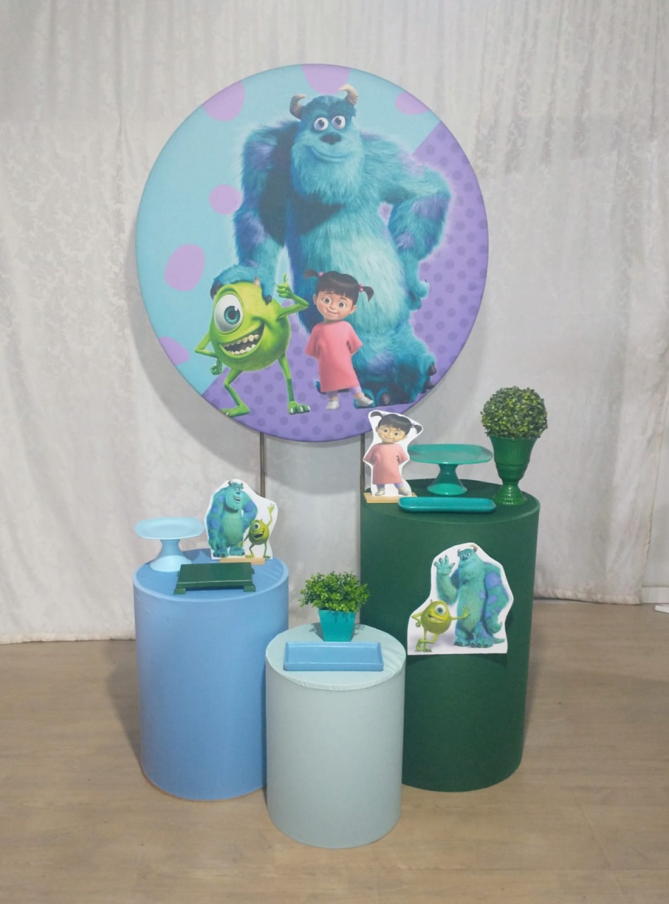 Monstros S/A - Trio de Mesas Verde - Crie e Personalize Pegue e Monte
