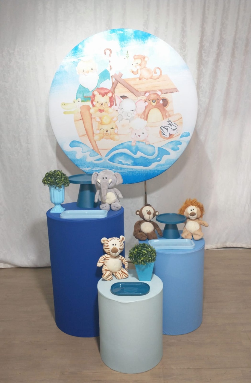 Arca de Noé Trio Cilindro Azul - Crie e Personalize Pegue e Monte