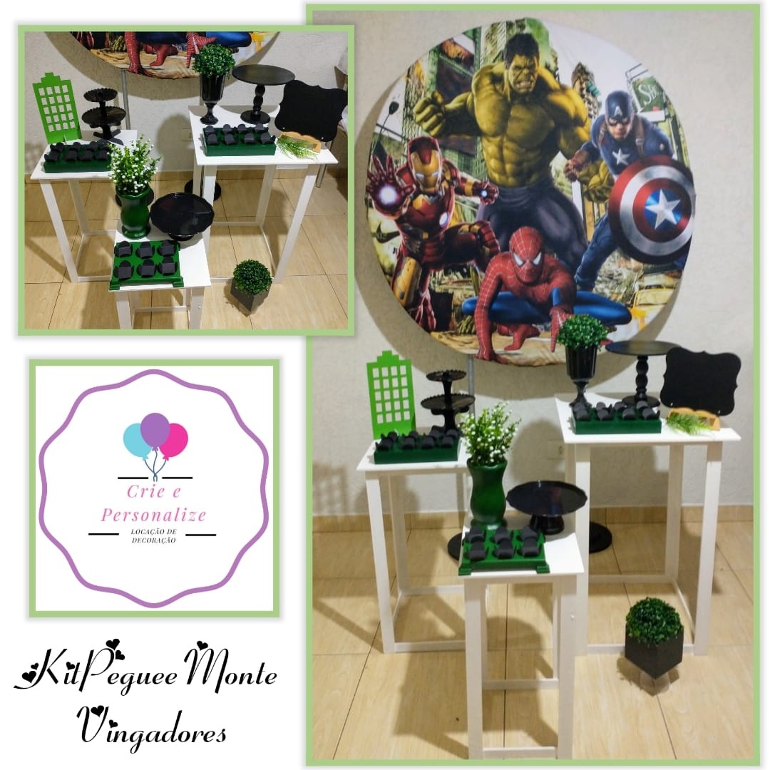 Hulk - Trio de Mesas Quadradas - Crie e Personalize Pegue e Monte