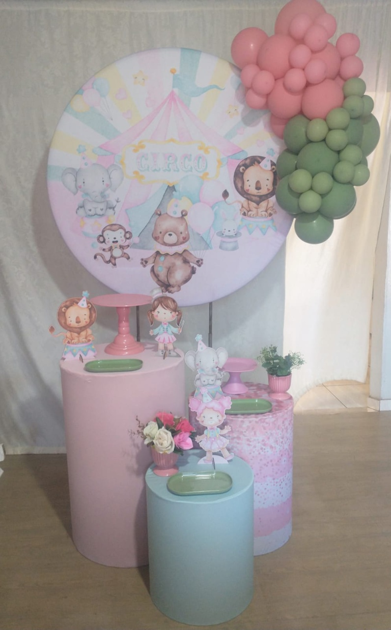 Circo Rosa Trio de Mesas - Crie e Personalize Pegue e Monte