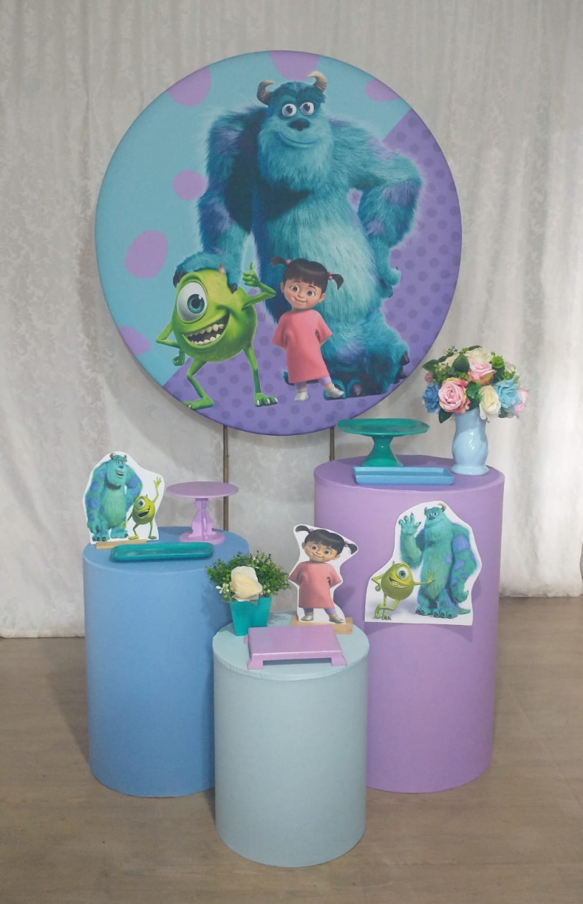 Monstros S/A - Trio de Mesas Lilás - Crie e Personalize Pegue e Monte