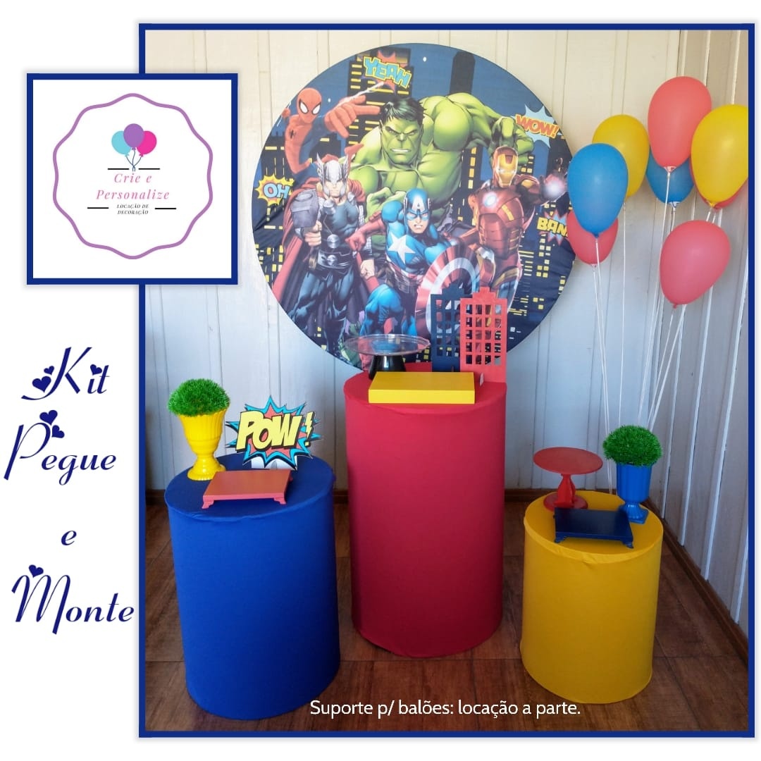 Vingadores - Trio Cilindro - Crie e Personalize Pegue e Monte