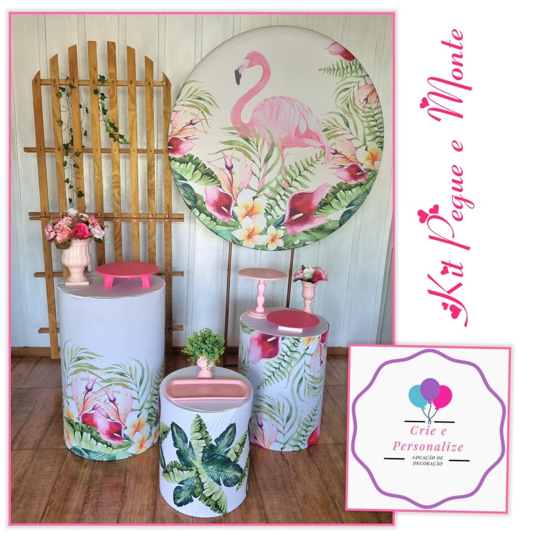 Flamingo 2 Paineis Rosa - Crie e Personalize Pegue e Monte