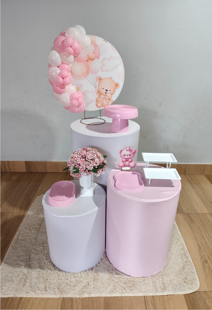 Mini Kit - Ursinho Rosa Baloeiro - TER Festas e Sonhos Pegue e Monte 