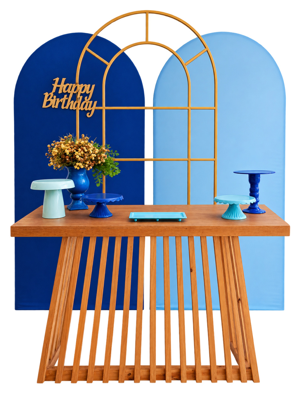 Kit Ouro Adulto (Azul Marinho, Azul Bebê E Painel Romano) - DF Festas e Locação - Catálogo