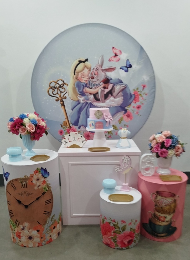 Kit Alice No País das Maravilhas Ouro - Laysciadefestas 