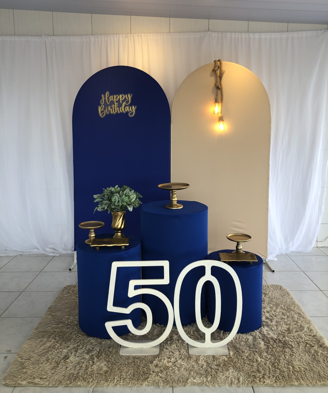 Kit Azul Turquesa E Bege Com Luminária - Decorando.sonhos