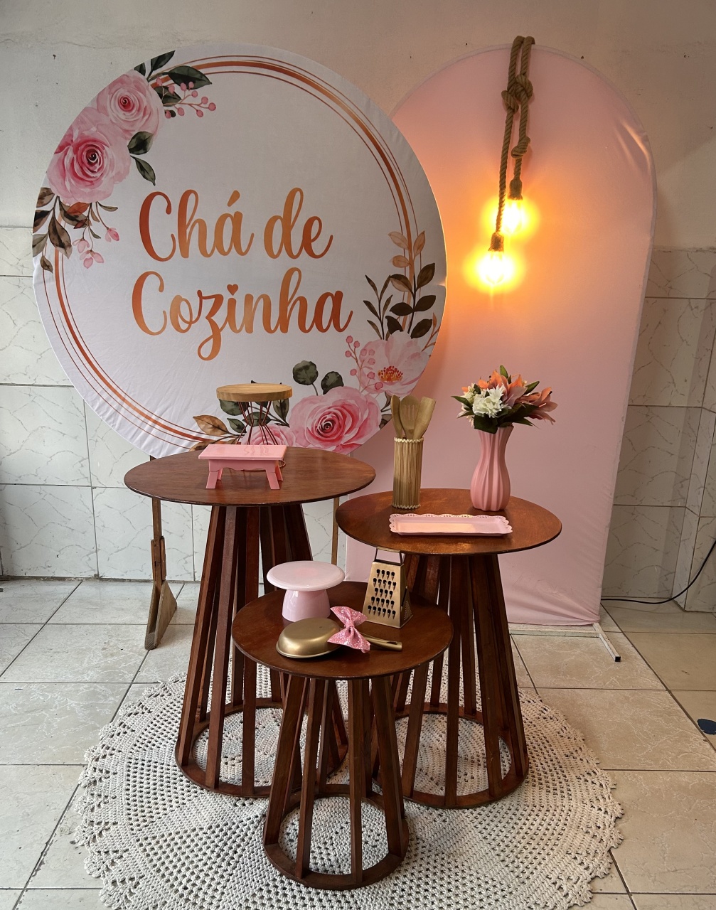Kit Para Chá de Cozinha Mesas Ripadas - Decorando.sonhos