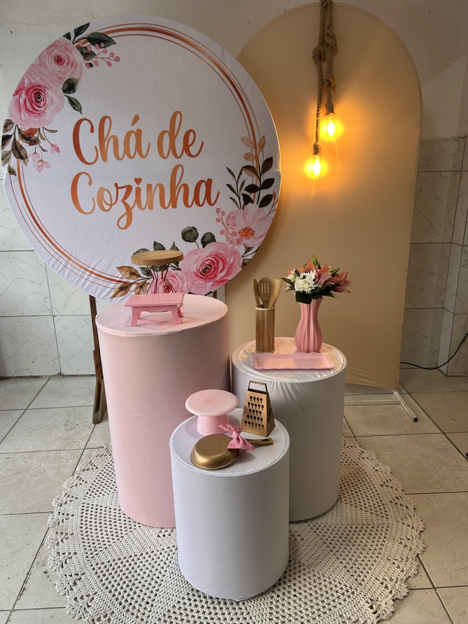 Kit Chá de Cozinha Rosa E Beje - Decorando.sonhos