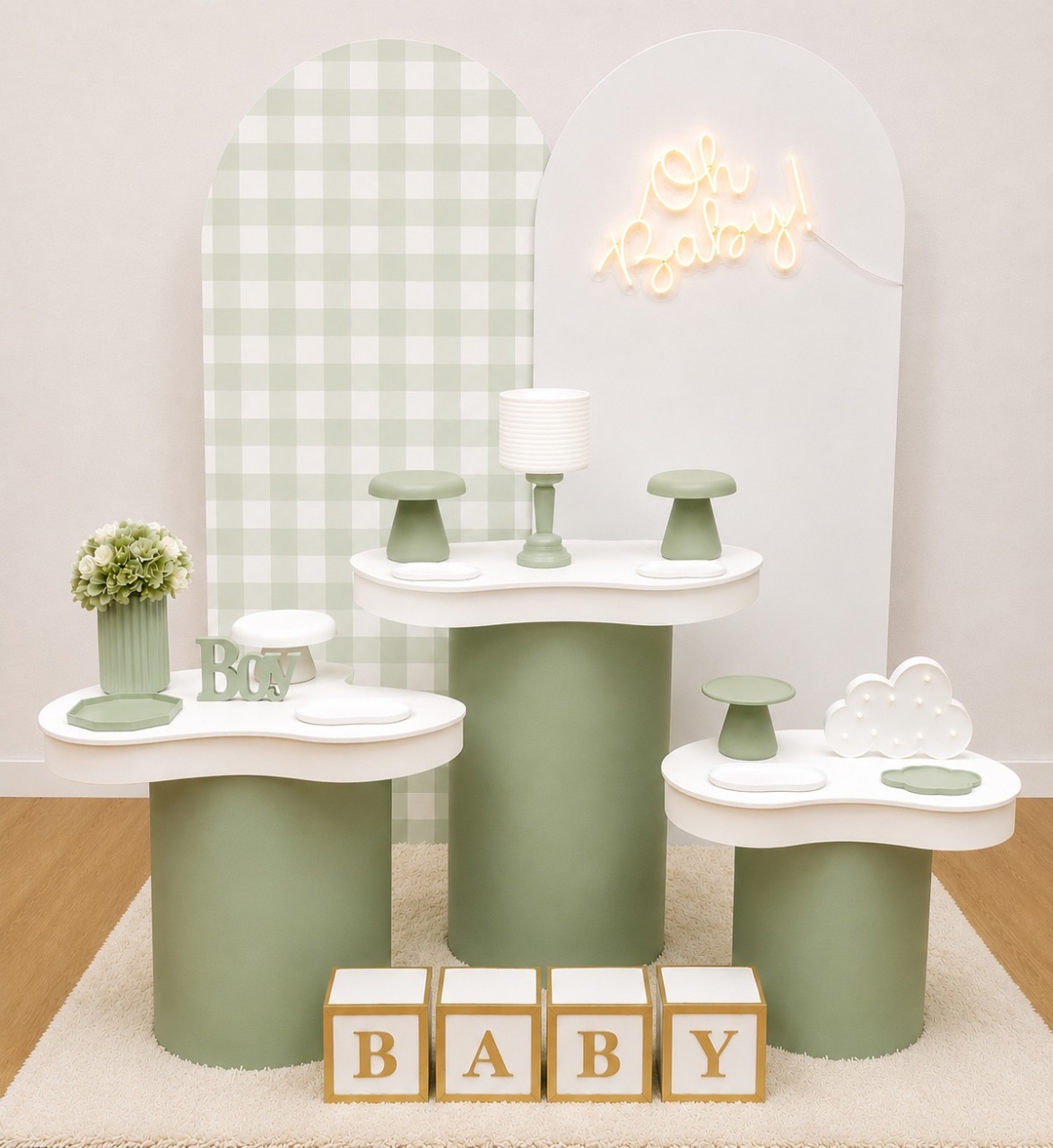 Kit Chá de Bebê Verde Oliva Luxo - Decorando.sonhos