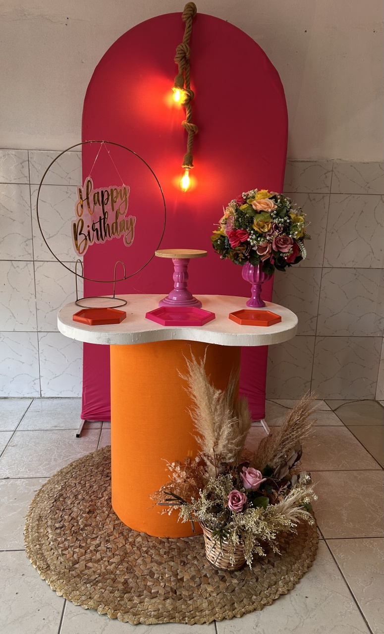 Kit Pink E Laranja Com Mini Painel - Decorando.sonhos