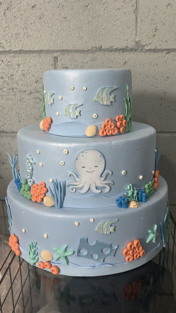 Bolo Fake Fundo Do Mar - Toque Mágico Decoração e pegue e monte