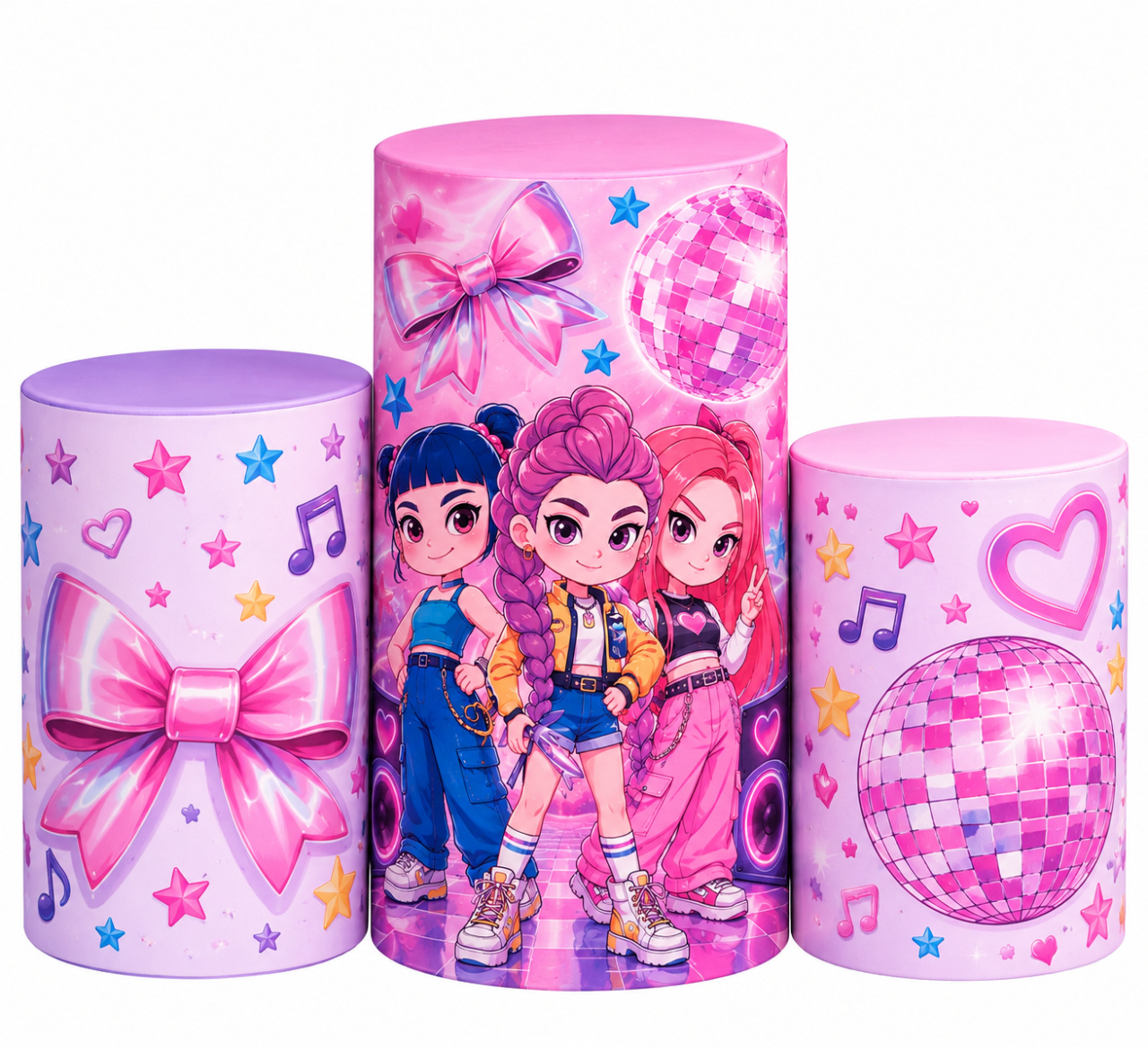 Tecido Trio de Cilindros K-Pop - Toque Mágico Decoração e pegue e monte