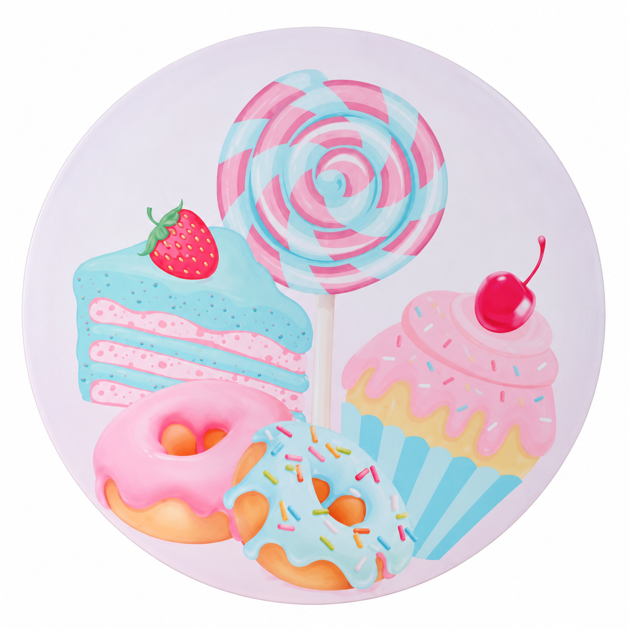 Tecido Painel Redondo Confeitaria - Toque Mágico Decoração e pegue e monte