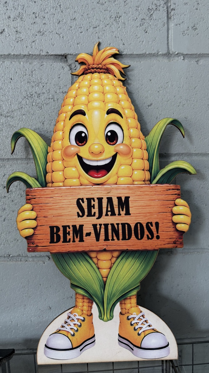 Display Milho Seja Bem-Vindo Festa Junina Grande - Toque Mágico Decoração e pegue e monte